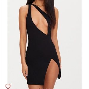 One shoulder split detail bodycon dress